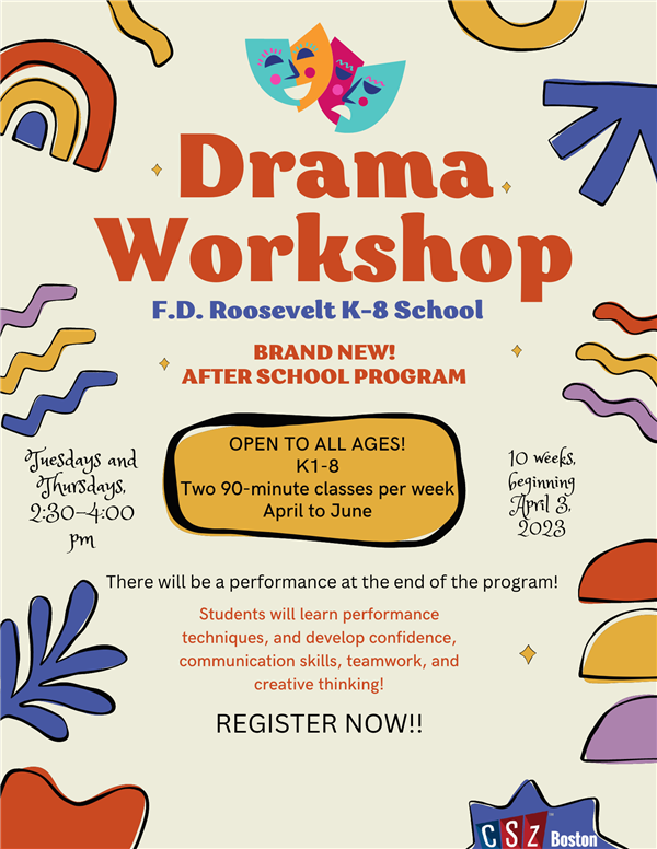 Drama Work Shop: After School Program K-8 (Tues. & Thursday). Register now!
